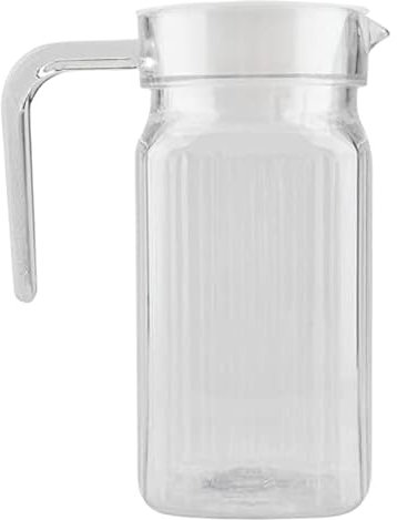 Water Pitcher with Lid 500ml Striped Transparent PC Water Pitcher with Handle & Spout Water Jug Heat-Resistant Washable Reusable Pitcher for Tea, Water, Milk, Juice
