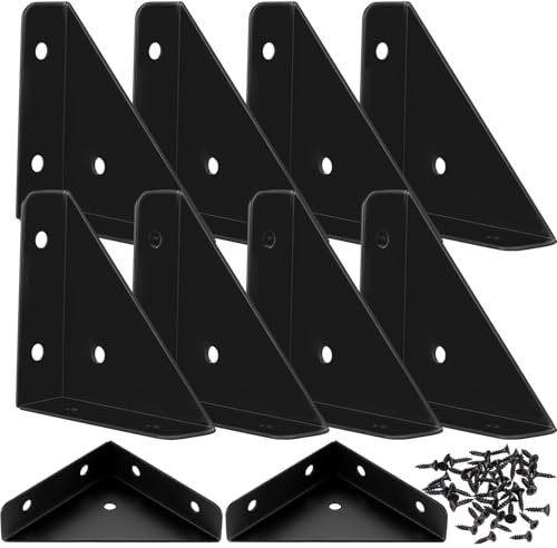 10 Pz Staffe Angolari, Squadrette Angolari per Legno, Squadrette Triangolari in Metallo Neri, Staffa Angolare Connettore Ferramenta per Mobili, Supporto Connettori per Mobili Armadi Tavoli Sedie