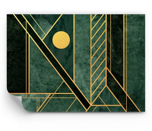 ARTTOR Papier Peint Panoramique en vinyle Premium Canvas - Vert Pièce Géométrique - 100x70 cm - Revêtement mural décoration Moderne Décoration Wallpaper Muraux Photo Salon Chambre - WF3AA100x70-4797