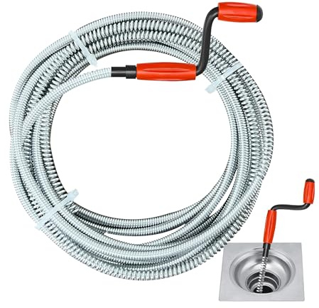 YOOSI Desatascador Tuberías,5m × 6mm, Desatascador wc con Manivela Desatascador Fregadero, para Fregaderos, Cuartos de Baño y Desagües