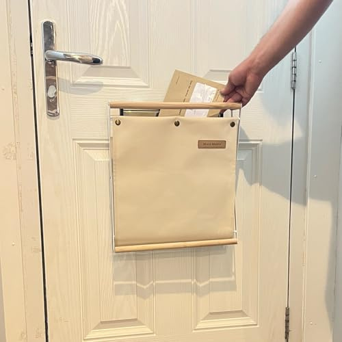 MAIL MORE Attrape-lettres pour porte d'entrée - Cage pour porte en verre UPVC, bois et métal - Cadre métallique - Crème