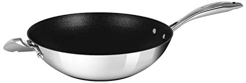 Scanpan HaptIQ Wok, antihaftbeschichtet, Induktionsgeeignet, hochglanzpolierte Edelstahl-Außenseite, 31,8 cm