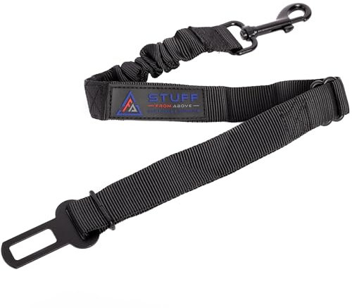 stuff from above® universal Hunde-Sicherheitsgurt für Auto längenverstellbar 50-80cm und Rückdämpfung - Hundegurt & Anschnallgurt verstellbar - sicherer Autogurt Hundeanschnaller für Hundgeschirr lang