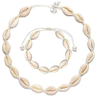 CYWQ Women Shell Choker Necklace Seashell Necklace Puka Shell Necklace Bracelets Set Hawaii Necklace for Girl Lady