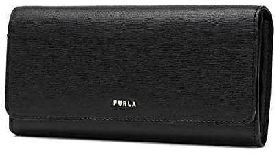 Furla Geldbörse Babylon Continental Schwarz Kalbsleder Metall 19,5 x 10 x 3 cm Klassisch Erwachsener Frau Wallet mit vielen Kartenfächern und Münzfach