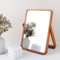 DaizySight Espejo Maquillaje Madera Mesa Pequeños Tocador, Rectángulo Redondeado Espejo, con Soporte Ajustable para Mesa de Maquillaje, Decorativos Estética de Escritorio Rustico