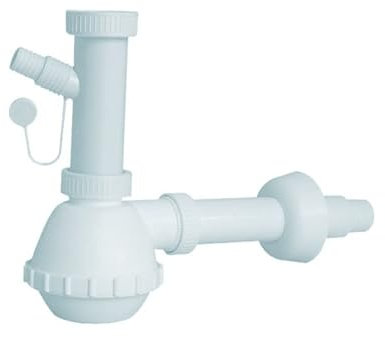 Sifoni, canotti in plastica (polipropilene) per lavello, lavabo, lavandino, vasca, doccia, lavatoio ad incasso o salvaspazio (Sifone a bottiglia da 1'' 1/4-1/2 e scarico)