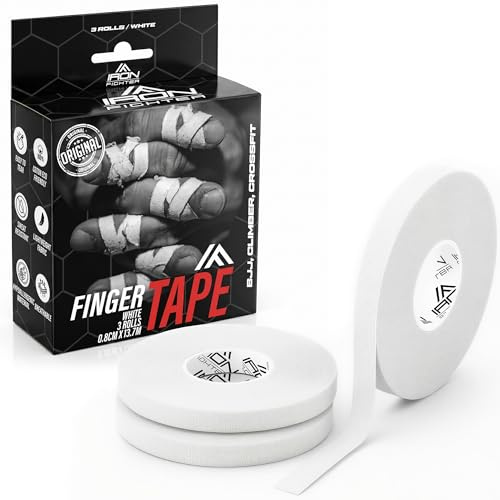 Tape Crossfit Dedos BJJ - Esparadrapo Deportivo Óxido de Zinc con Grip Fuerte & Vendaje Fácil - Tape Escalada, Crossfit, Vendaje Deportivo & Esparadrapo Tela - 6 Rollos, IRON FIGHTER