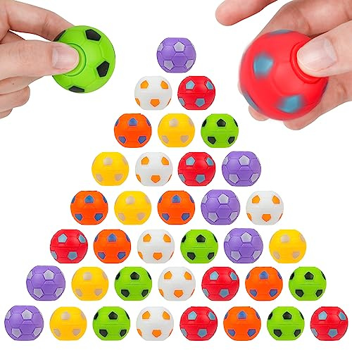 Ainiv Spinner Calcio Giocattolo Punta delle Dita, 36Pz Fidget Finger Toy Mini Giocattoli da Calcio, Mini Giocattoli Antistress da Calcio da 3,5 cm, Toys Sensoriali Anti Stress per Adulti e Bambini