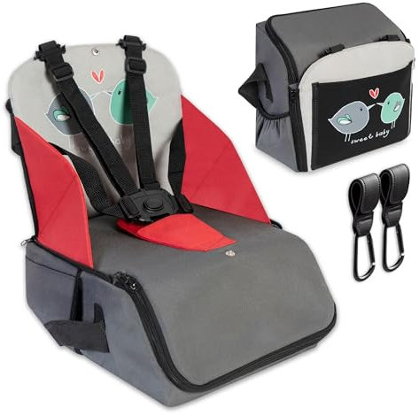 WORTHIFY - Trona portatil bebe convertible en bolso para almacenar - Trona de viaje portatil para bebes con dos ganchos para unir al carrito - Tronas de bebe unisex