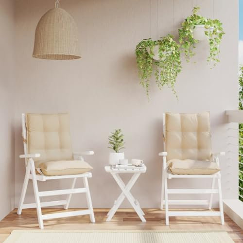Rantry Niedriglehner Auflagen 2 STK. Sitzkissen Rückenkissen Sitzpolster Sitzauflage Gartenstuhlauflage Niederlehner Auflage Polsterauflage Gartenstuhl Stuhlkissen Beige Oxford-Gewebe