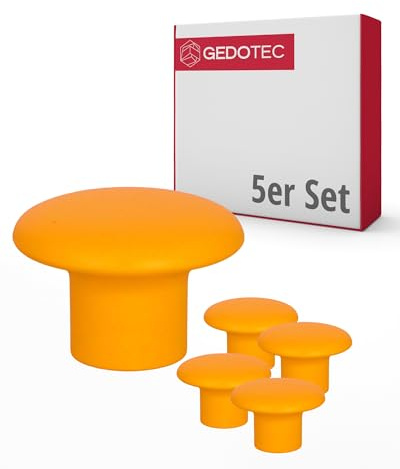 Gedotec Möbelknoppar för barnrum | diameter 32 mm | orange | 5 st | plastmöbelhandtag | färg | skåpknoppen päls | möbelknopp för barn | moderna möbelhandtag | skåpknopp