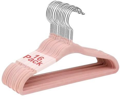 Wellong Grucce in velluto per bambini, 28 cm, antiscivolo, per neonati e bambini, confezione da 16 pezzi, rosa