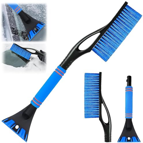 cepillo de nieve para coche,2-in-1 Rascador Hielo Coch,Cepillo para Quitar Nieve,Cepillo de Nieve Extraíble,Cepillo para Nieve y Raspador de Hielo,para Camiones,SUV,Parabrisas,Ventanas (azul)