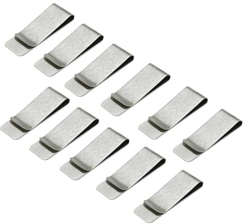 Geldklammern Set Edelstahl Geldscheinklammer Silber Geldclip Geld Klammer für Geldscheine Quittung Note Kreditkarte 52x20mm (11 Stück)