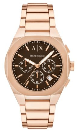 Armani Exchange Orologio da uomo, Movimento cronografo al quarzo e cassa da 42 mm con cinturino in acciaio inossidabile
