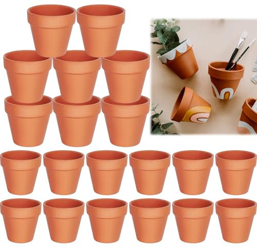 kaiyaya 20 Pièces Pot de Fleur,Pots de Fleurs en Terre Cuite Semis Petit Fleur Plante,Mini Terracotta Terre Cuite Pots Plante avec Trou de Drainage,pour L'Intérieur et Les Jardins(3,5 X 3 cm)