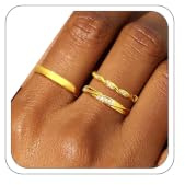 Aidenn 3Pcs Gold Rings for Women Adjustable Stacking Cubic Zirconia 925 Sterling Silver Ring Set Statement Thumb Rings for Women Jewellery Gifts