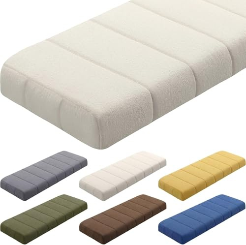Custom Window Seat Cushions Indoor Custom Bench Cushions for Indoor Furniture, Mudroom, Reading Nook, Kitchen Dining Room, Anti-Cat, Splash-Proof, Non Slip Bottom 75D Thickened Foam Bench Seat Cushion