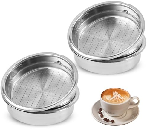 WUYJI Filtri riutilizzabili 2 filtri per caffè a doppio strato da 51 mm per 2 tazze, cestello filtro pressurizzato a doppio strato per 2 tazze, filtro in acciaio inossidabile ultra fine