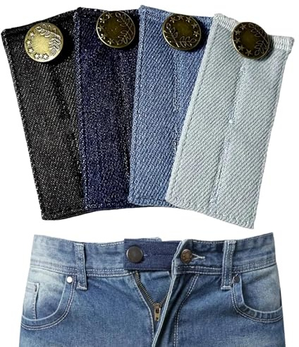 Pulsante di estensione dei pantaloni, estensione dei pantaloni, bottone per jeans, estensione della vita per jeans, bottoni regolabili in vita, Set da 4, Taglia unica