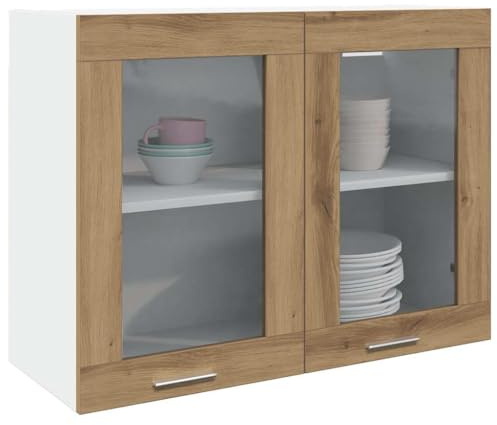 QZZCED Vetrina sospesa in rovere artigianale 80 x 31 x 60 cm in legno di ingegneria, armadio da parete con ampio spazio di archiviazione per cucina, design stabile e durevole