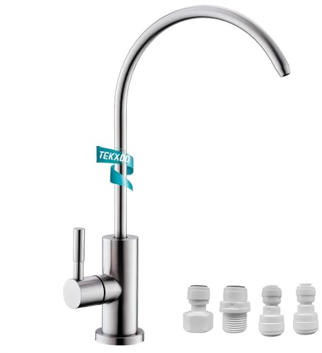 Drinking Water Filter Tap for Kitchen Sink, 304 Stainless Steel Modern Single Lever Home Water Filter Faucet for UK, 360° Swivel, Reverse Osmosis Faucet with 4 Tap Adapter