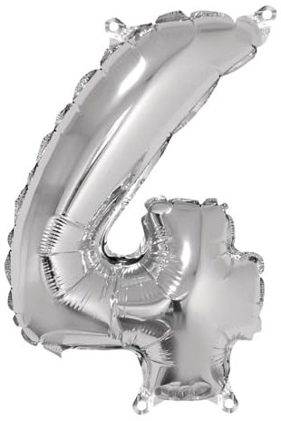 Rayher Ballon gonflable chiffre 4 p. anniversaire 40cm 1pce argenté, 87036606
