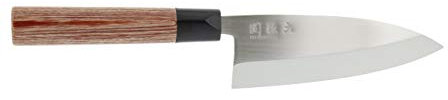 KAI Seki Magoroku Redwood Deba 15,5 cm lunghezza lama - acciaio inossidabile 1K6 con 57 (±1) HRC - lama lucidata a specchio - legno Pakkawood rosso - fatto a mano in Giappone
