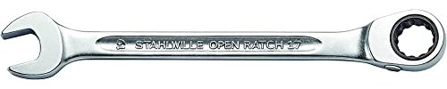 STAHLWILLE Nr. 17 l Ratschen-Ringmaulschlüssel OPEN-RATCH 24 mm l abgewinkelte Ringseite l extrem belastbar l schraubenschonend