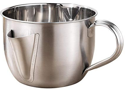 Edelstahl 304 Fetttrennkanne 1000ml Fettabscheider Edelstahl Öl Suppe Sieb Ölfilter Fett Trenn Kanne Öl-Fett Abscheider für die Frittieröl und Speisefett