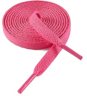 VSUDO Lacets Rose Rouges Plats 140 cm pour Baskets, Lacets Chaussures Rose Rouge Plat pour Sneakers - Compatible avec Nike Air Force, Adidas Stan Smith, Converse, Vans (1 Paire-Rose Rouge-140cm)