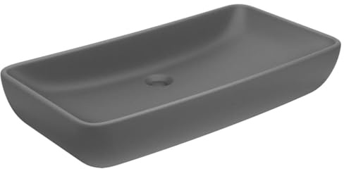 vidaXL Luxus Waschbecken Rechteckig Waschtisch Aufsatzwaschbecken Waschplatz Handwaschbecken Aufsatzwaschtisch Matt Dunkelgrau 71x38cm Keramik