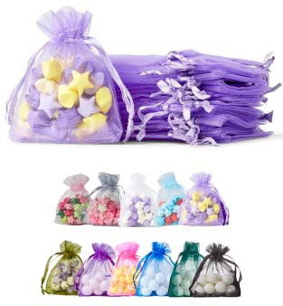 Soul Projekt [25 pezzi] Sacchetti regalo in organza. Per bomboniere, gioielli, sacchetti per feste. Sacchetti in organza per tutte le occasioni. Viola Chiaro Organza Bags Light Purple 7x9 x25