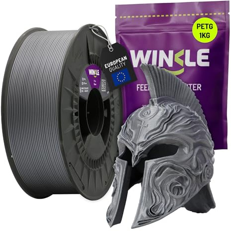 WINKLE Filamento PETG Plata | Filamento Impresora 3D | Filamento PETG 1,75mm 1kg | Compatible con Mayoría Impresoras 3D | PETG Plata | Precisión Dimensional | Bobina 1kg