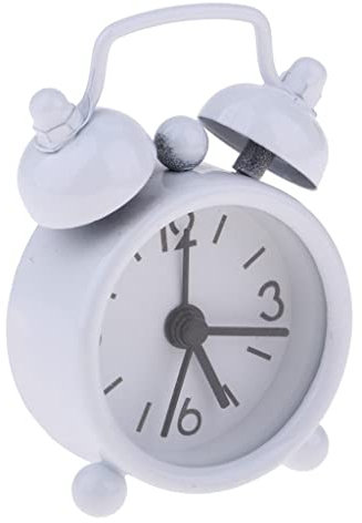 Xingdianfu Analoger Mini-Nostalgie Wecker - Nachttisch-Wecker Mit Lautem Alarm, Retro-Design, Lautlos Kein Ticken (Knopfbatterie Nicht im Lieferumfang Enthalten) (Weiß)