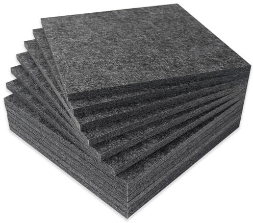BXI Verdickte, schallabsorbierende Paneele, 12 Stück, 30 x 30 x 1,2 cm, dichte Akustikpaneele, Echo-Rauschunterdrückung, Tackable Studio-Platten für Wand und Decke, Akustikbehandlung (Dunkelgrau)