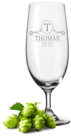 Leonardo Vaso de cerveza con grabado - Adorno - Personalizado con nombre - Tulipán de cerveza como regalo - Idea de regalo para hombres - Regalos para papá para el Día del Padre - 280 ml