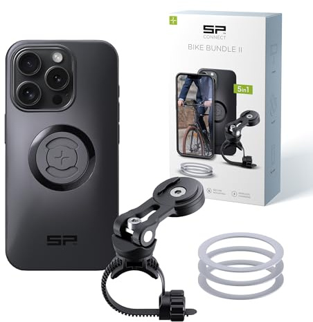 SP CONNECT Bike Bundle II | SPC+ | kompatibel med iPhone 15 Pro | Mobiltelefonhållare för cykelstyre | Mountainbike vägcykel mobiltelefonhållare