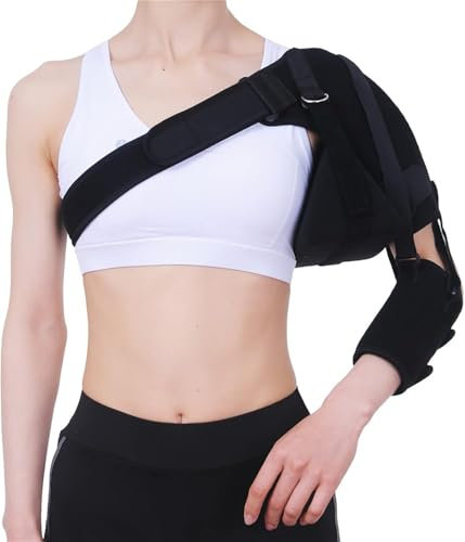 Tutore for spalla e braccio, supporto for spalla con cintura, cinghie regolabili e cuscino ascellare, ortesi stabilizzatrice for spalla e braccio for il recupero da sublussazione, emiplegia e ictus.(L