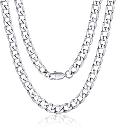 ChainsPro Collar Hombre Cubano Cadenas de Acero Inoxidable para Hombre Necklace Men Cadena Cuello Hombre 46cm Largo 6mm Ancho