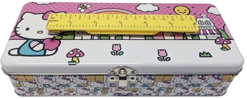 Tin Box Company Large Storage Box with Ruler Handle, Hello Kitty