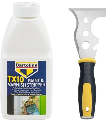 Paint Stripper + Paint Scraper Tool | Paint Remover for Wood, Metal, Plaster, Glass & More | 1 x TX10 500ml Paint & Wood Varnish Remover + 13-in-1 Paint Stripper Tool