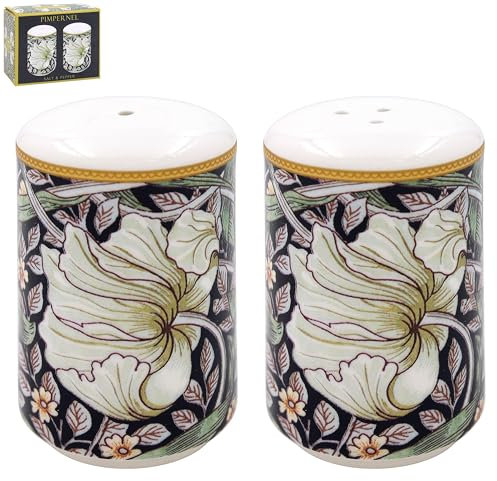 The Leonardo Collection William Morris Pimpernel Salt and Pepper Shakers for Home & Restaurants | British Designed Salt and Pepper Sets for Kitchen | Durable Pepper and Salt Shaker for Dining Table