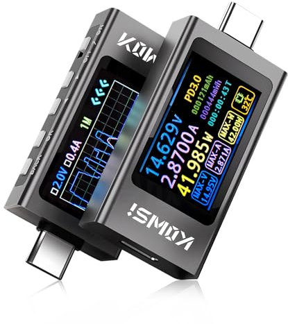 diymore USB Tester Meter USB-C Current Meter Current Voltage Power Meter,12A PD Battery Power Bank Capacity Ammeter With Curve Display