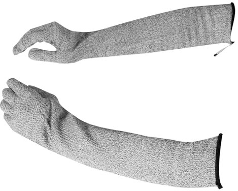 1Pair Guard Gloves with Arm Sleeves, 50cm Arm Protection Sleeves Level 5 Cut Resistant Gloves with Full Finger, Heat-Resistant Bite Resistant Safety Sleeve for Garden Kitchen Farm Work (1 Pair)