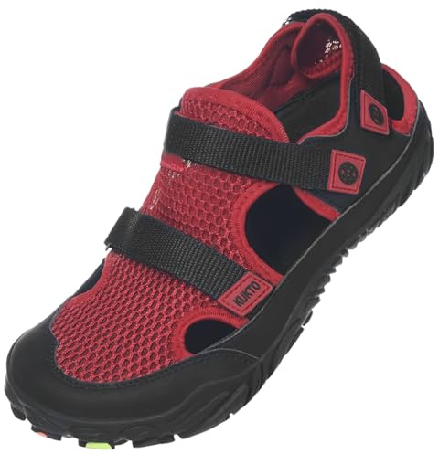 Hsyooes Sandali Sportivi Donna Sandali da Trekking Uomo All'aperto Scarpe barefoot Regolabile Scarpe da Spiaggia Estivi nero rosso 38EU