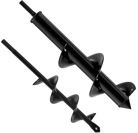 FERRGIA 2 Pezzi Trivella Elicoidale per Trapano da Giardino,Lega di acciaio,Trapano a Mano Attrezzo da Giardinaggio,Scava Buche Velocemente per Piante,Fiori,Alberi,Arbusti e Pali(8x30cm e 4x22cm)