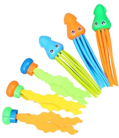 Gatuida Giocattoli per Piscina per Bambini 4-12 Anni, Set da 6 Pezzi Galleggianti Subacquei a Forma di Medusa e Alghe Colorate, Stimolazione Tattile e Giochi di Immersione Estivi