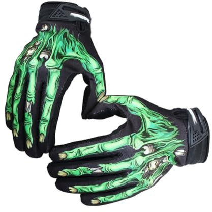 Zanthicia Breathable And Comfortable Full Finger Riding Gloves For Motorcycle Cycling Lightweight And Shockproof Durable, green, XS（kid）